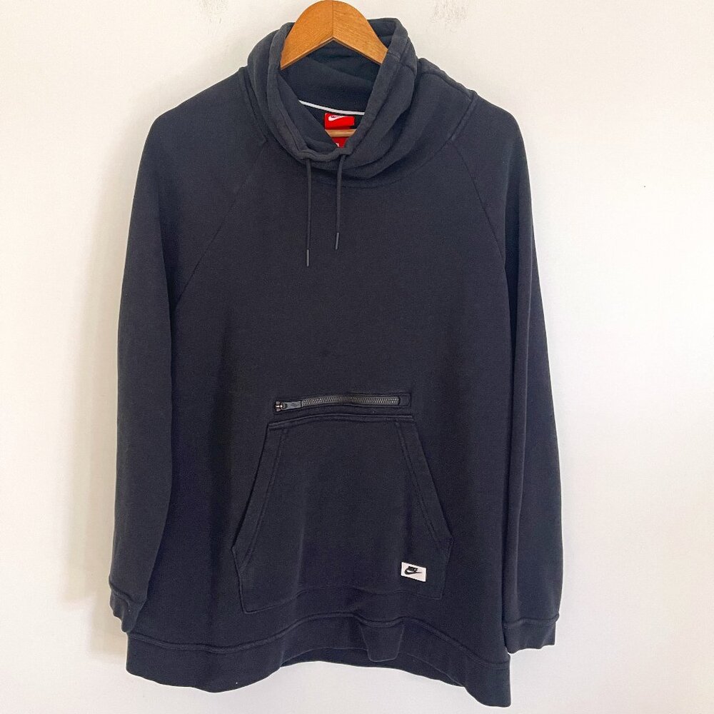 Nike Women Black Funnel Neck Kangaroo Pocket Pullover Sweatshirt Size XL